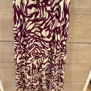 BA&SH XS, Gianna A-Line Tiered Mini Maxi SKIRT Deep Purple Cream Classic